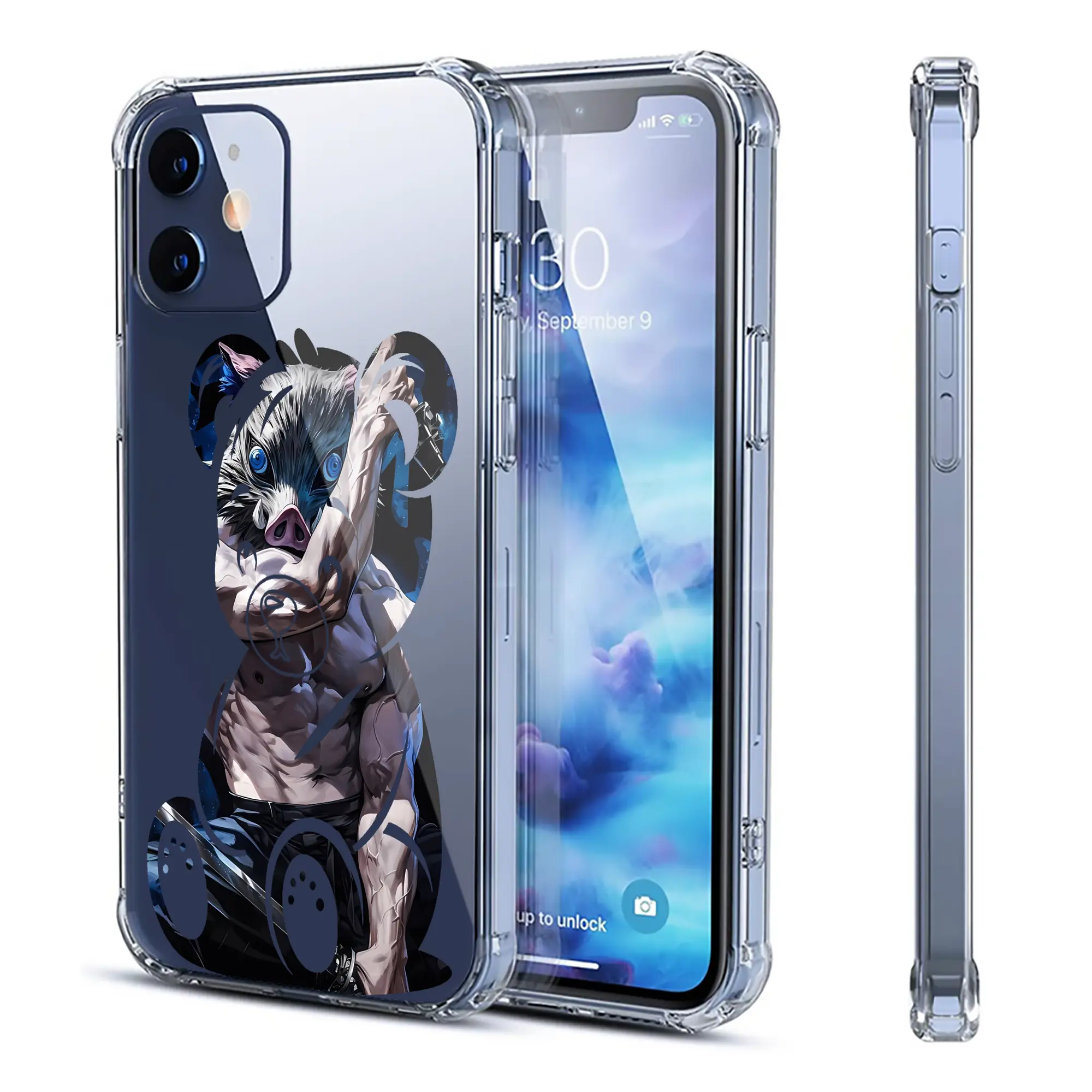 鬼滅の刃 グッズ,嘴平 伊之助 - IPhone 12シリーズ対応 ・ 透明スマホケース ・ クリアソフトケース ・ TPU素材 ・ 耐衝撃 ・ 高密着 ・ 防汚 防指紋 ・ 簡単着脱